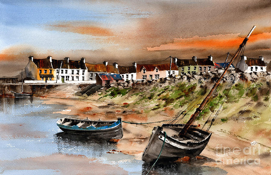 Barna Sunset Galway #1 Painting by Val Byrne