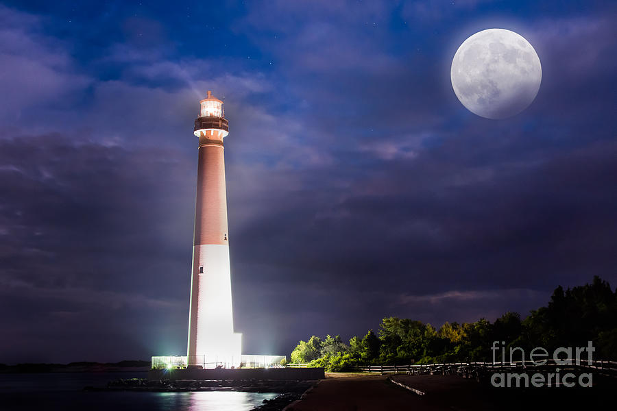 Lighthouse Photograph - Barnegat Lighthouse Super Moon by Michael Ver Sprill
