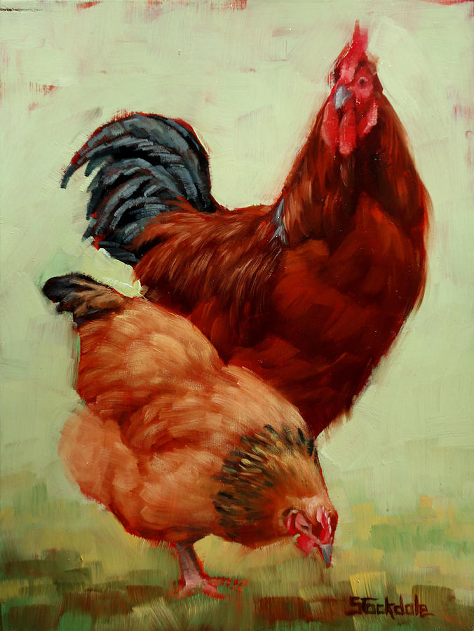 Rooster Painting - Barnyard Buddies by Margaret Stockdale