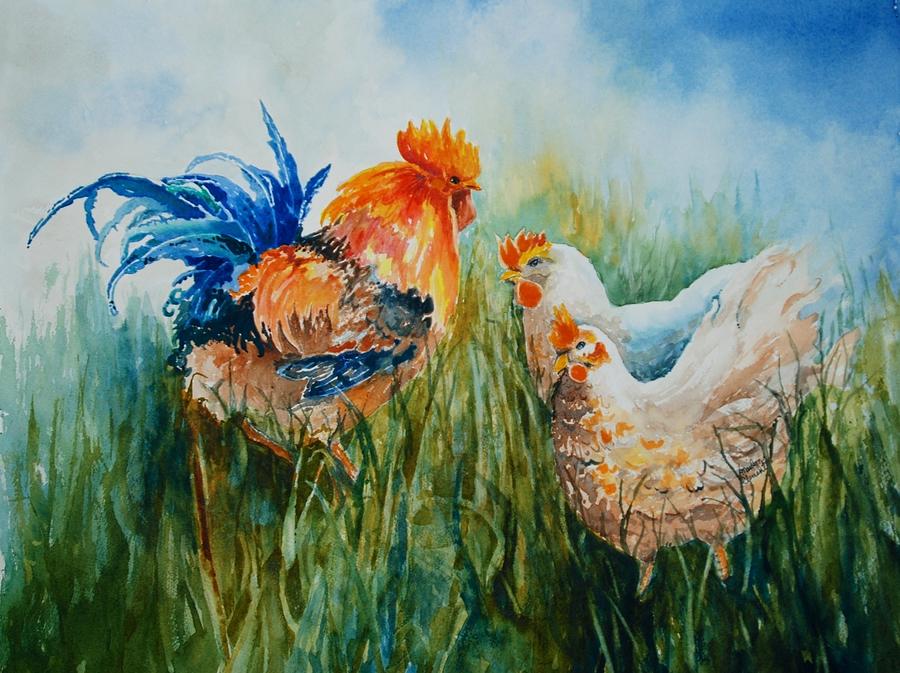 Barnyard Family Painting by Marilyn  Clement