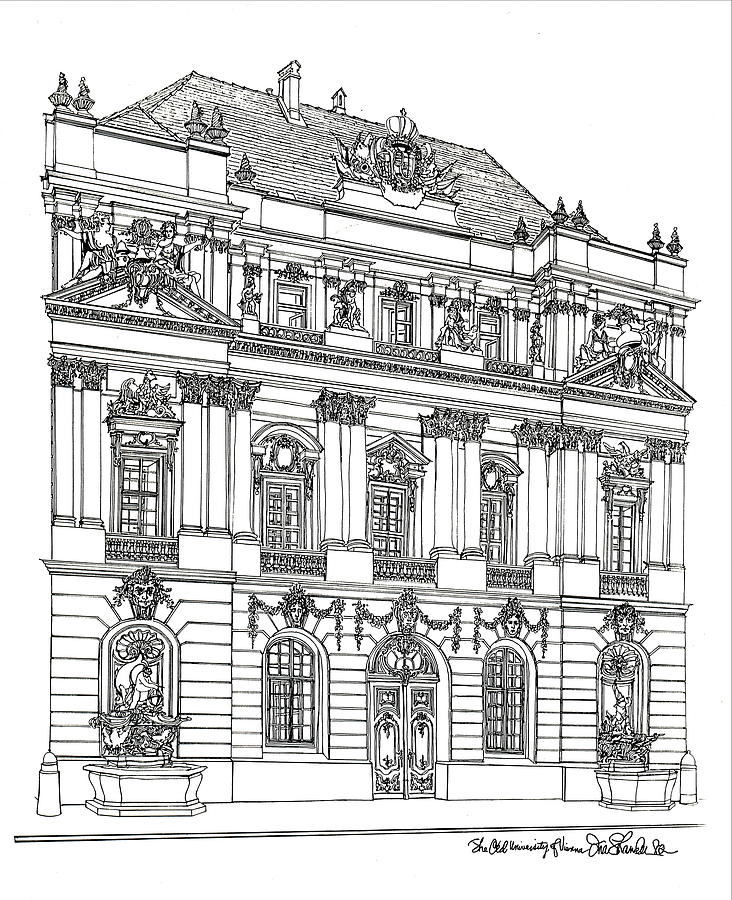 Baroque Facade Vienna Drawing by Ira Shander