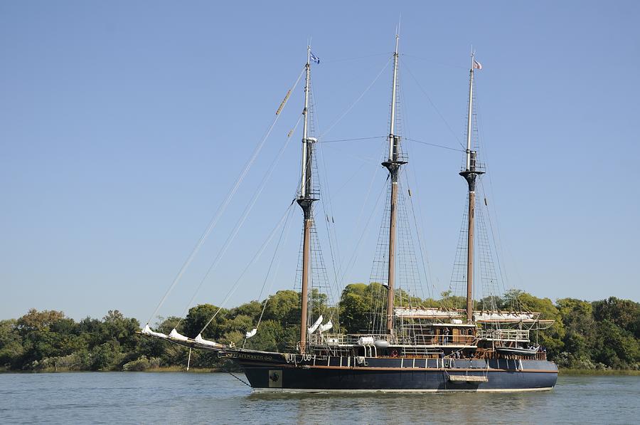 Barquentine Peacemaker on the Savannah River Photograph by Bradford Martin
