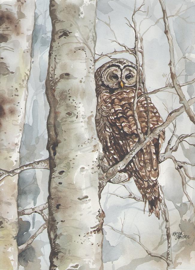 Barred Owl Painting by Karen Janssen - Fine Art America