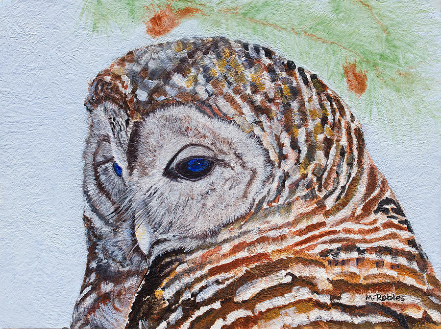 Barred Owl Painting by Mike Robles