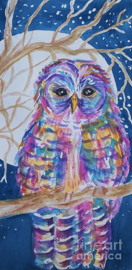 Barred Owl Tie Dyed II Painting by Ellen Levinson