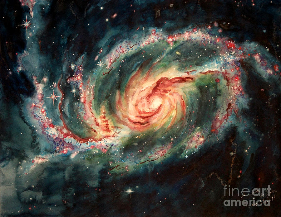 Barred Spiral Galaxy Painting by Arwen De Lyon