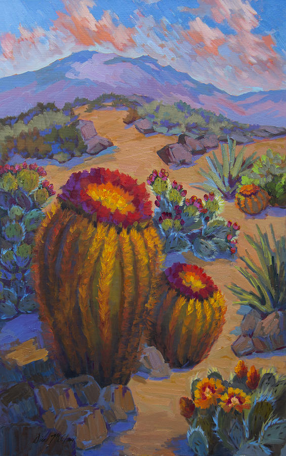 Barrel Cactus in Warm Light Painting by Diane McClary