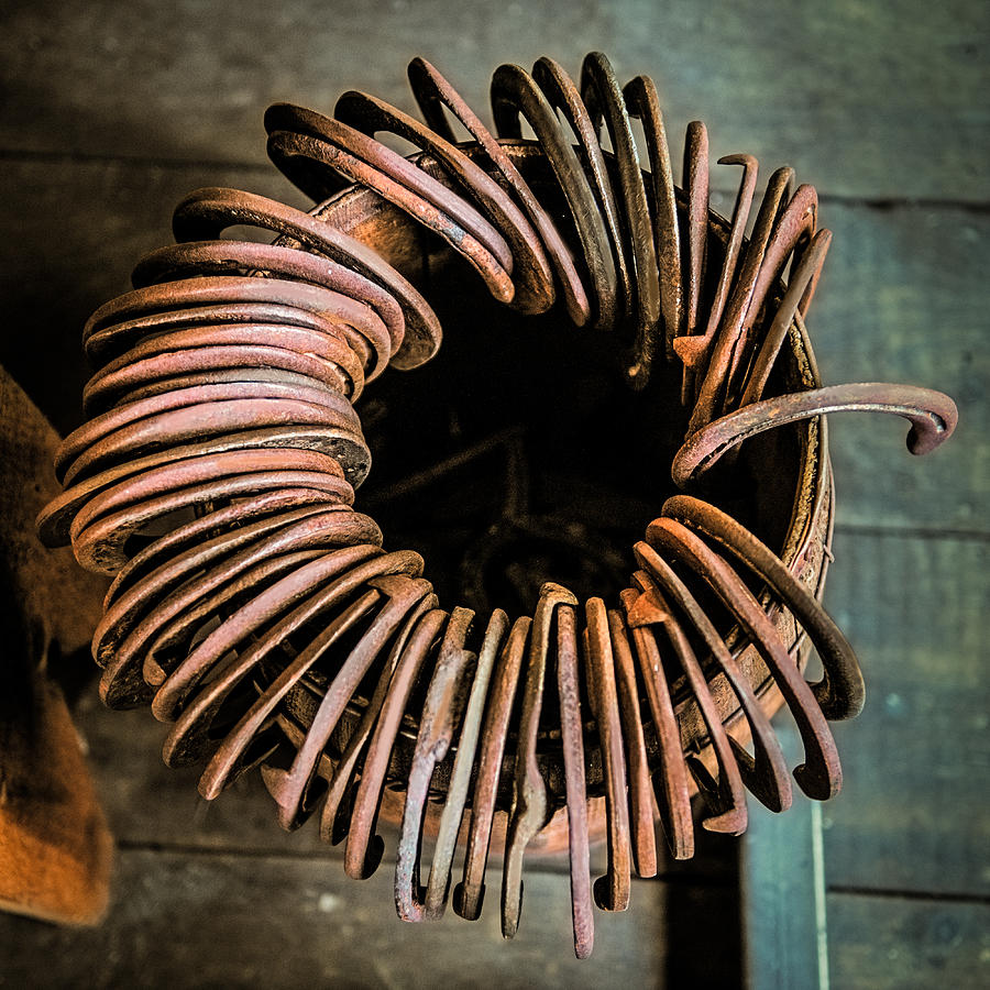 Still Life Photograph - Barrel of horseshoes by Paul Freidlund