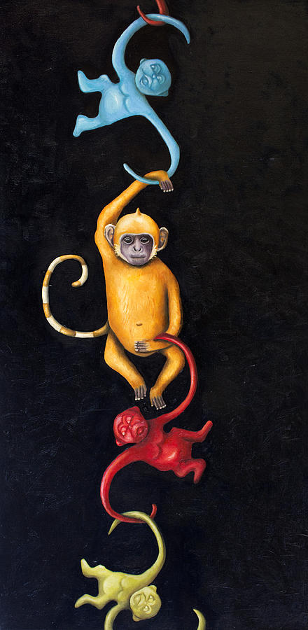Monkey Painting - Barrel Of Monkeys by Leah Saulnier The Painting Maniac