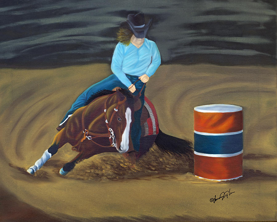 Barrel Racer Painting by Lana Tyler