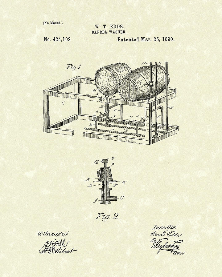 Barrel Warmer 1890 Patent Art Drawing by Prior Art Design