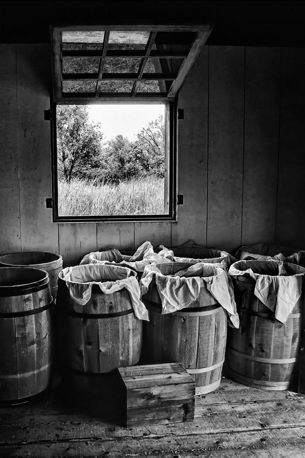 Barrels of Beans - bw Photograph by Nikolyn McDonald