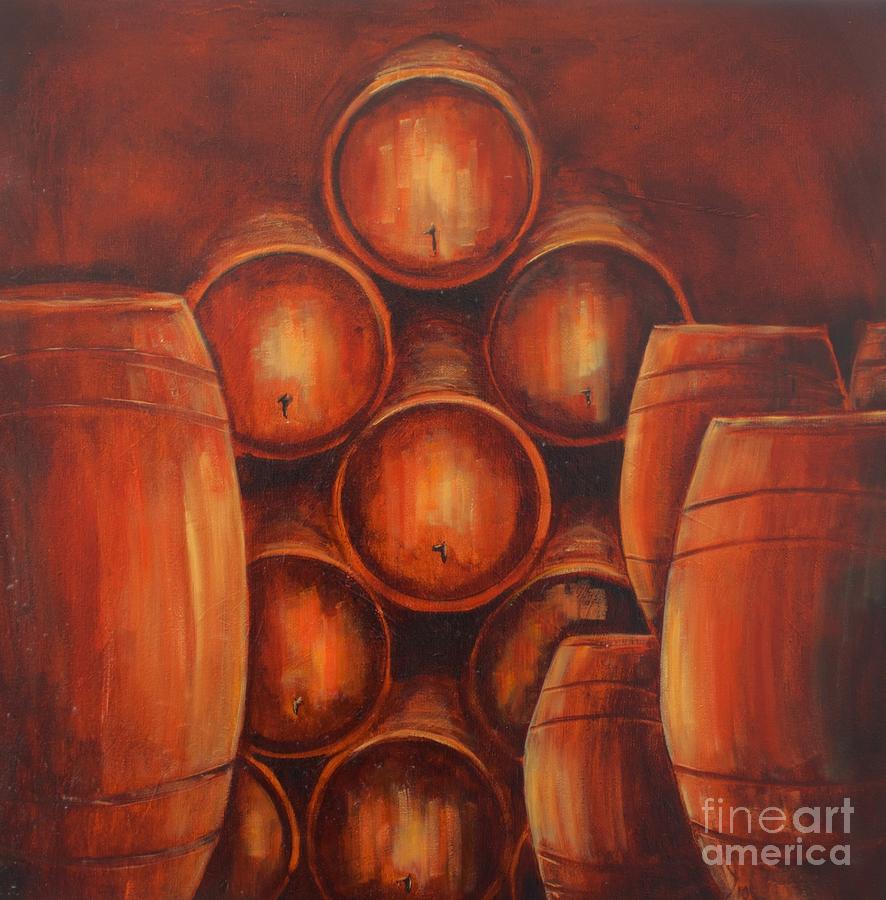 Barrels of Wine  Painting by Jodi Monahan