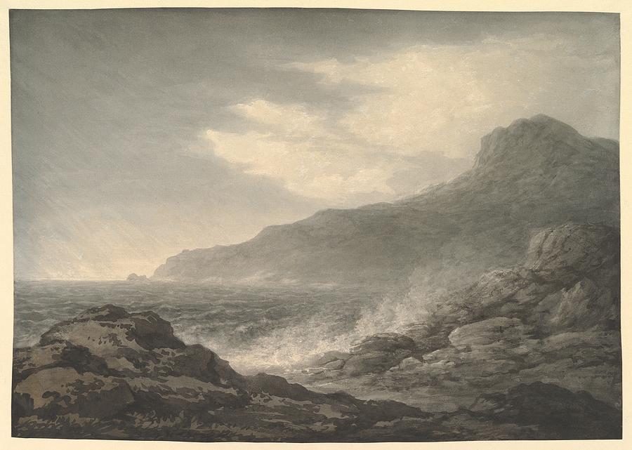 John Glover Drawing - Barren Coast And Slight Storm by John Glover