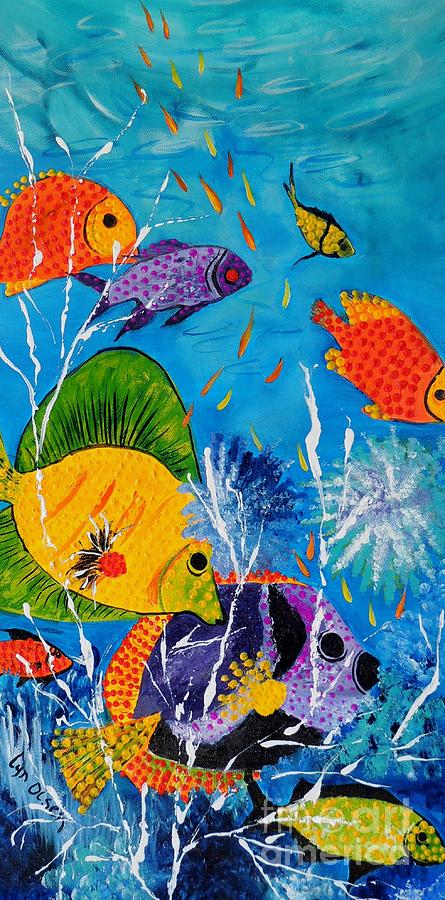 Barrier Reef Fish Painting by Lyn Olsen