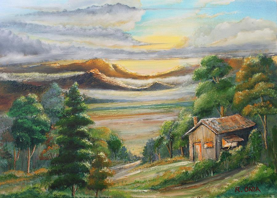 Barrio Scenery Mountain House Painting by Remegio Onia