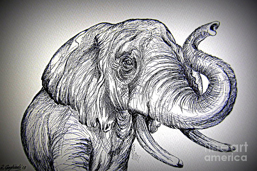 Barrito  dell elefante Painting by Roberto Gagliardi