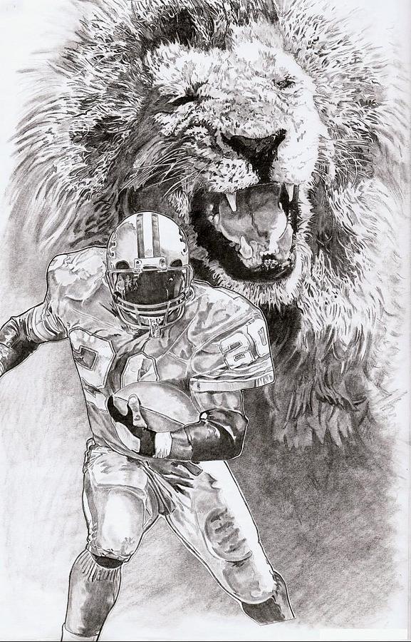 Barry Sanders Drawing - Barry Sanders by Jonathan Tooley