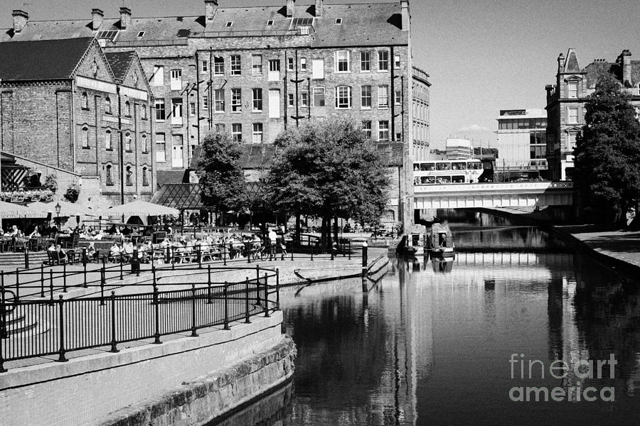 Summer Photograph - Bars And Restaurants In Redeveloped Area Of Nottingham City Canal Nottingham England by Joe Fox