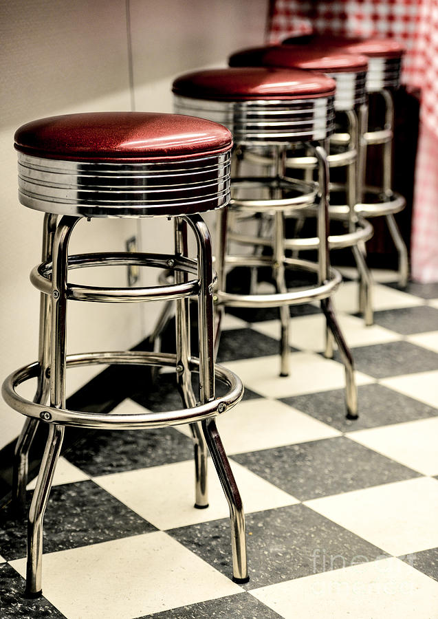 Barstools of vintage roadside diner Photograph by Phillip Rubino