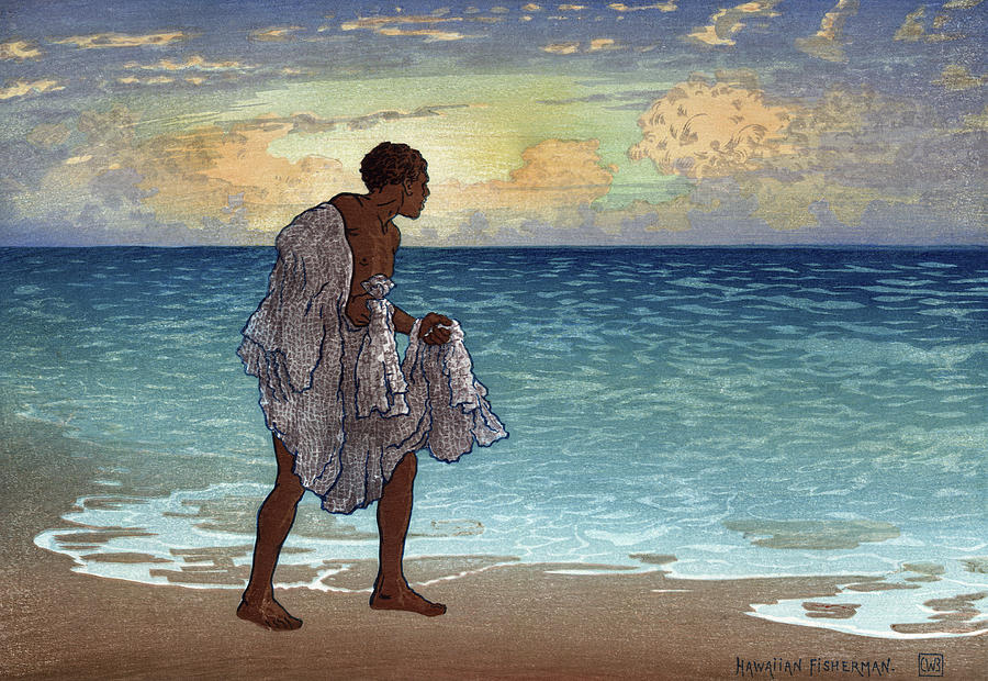 Hawaiian Fisherman Painting by Charles William Bartlett