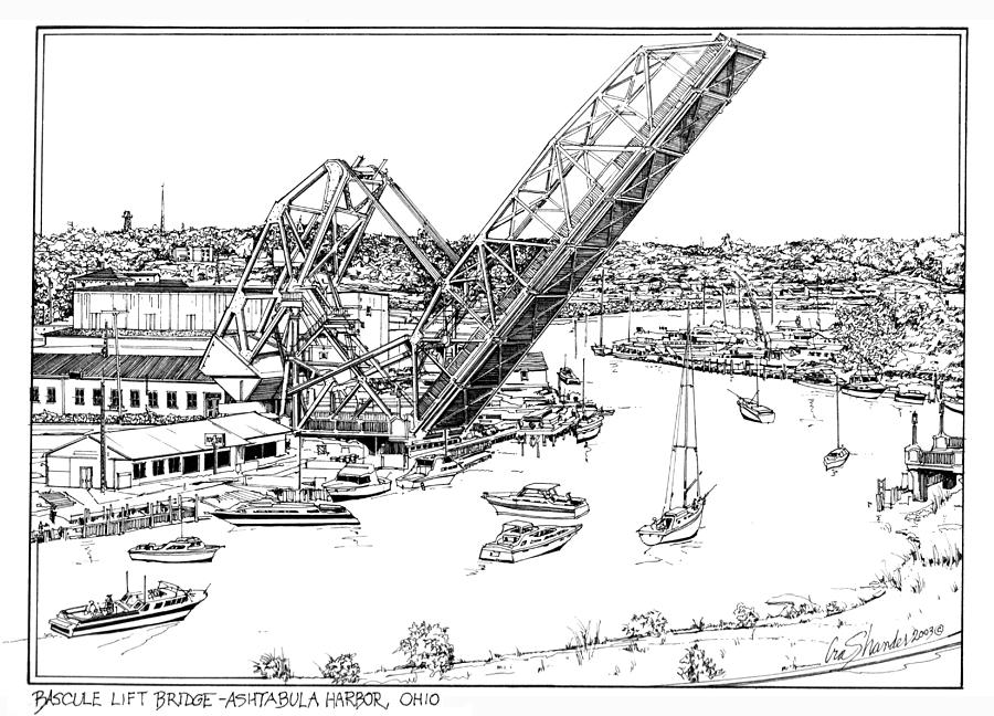 Bascule Lift Bridge Ashtabula Drawing by Ira Shander