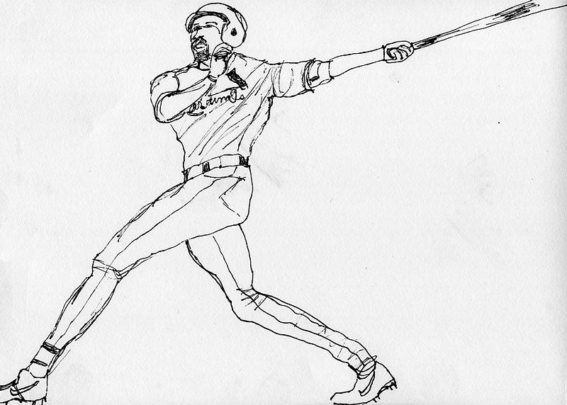 Basebal Hit Drawing by Allen Forrest