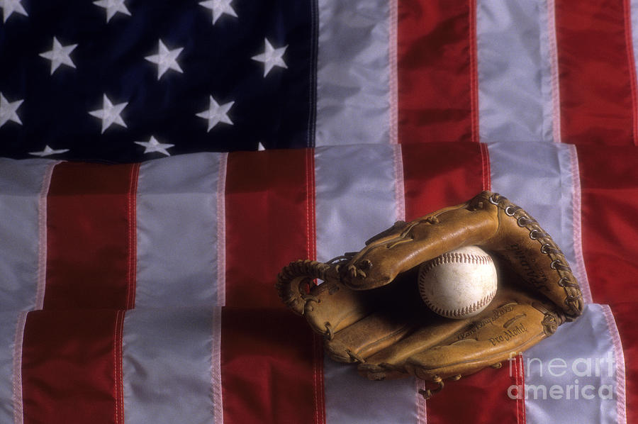 Baseball and American Flag Photograph by Jim Corwin