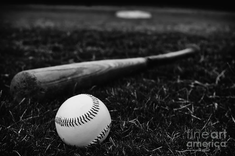 Baseball and Bat on Field Photograph by Danny Hooks