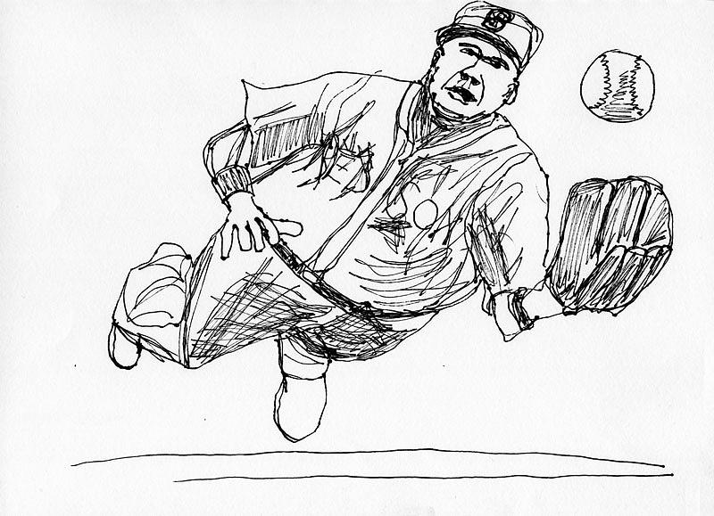 Baseball Catch Drawing by Allen Forrest