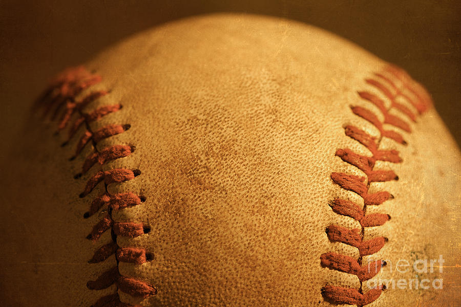 Baseball closeup showing stitches and seams with dirt Photograph by ELITE IMAGE photography By Chad McDermott