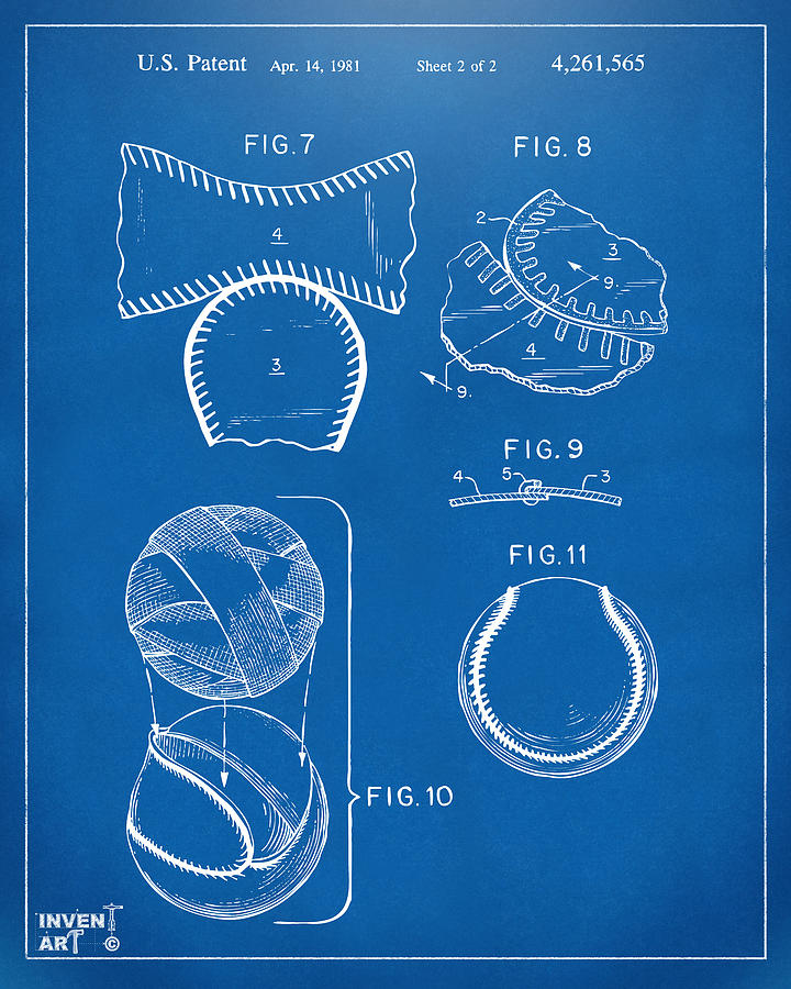 Baseball Construction Patent 2 - Blueprint Digital Art by Nikki Marie Smith