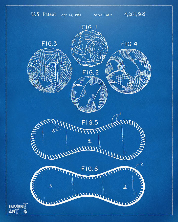 Baseball Construction Patent - Blueprint Digital Art by Nikki Marie Smith
