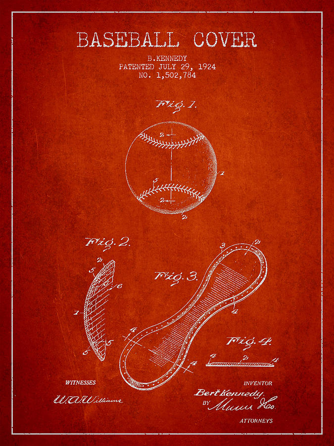 Baseball Cover Patent Drawing From 1924 Digital Art