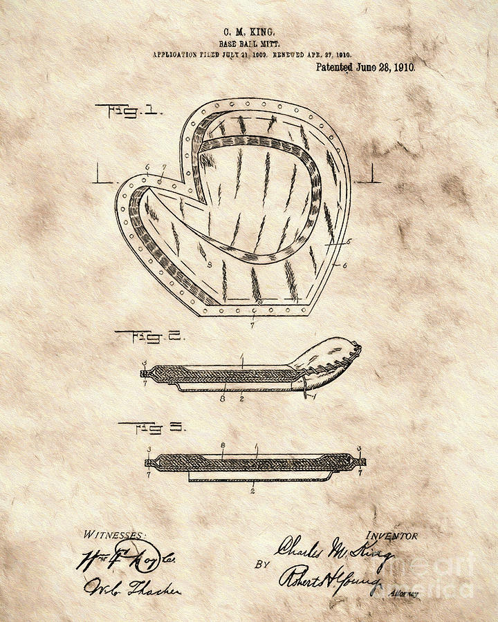 Baseball Glove Digital Art - Baseball Glove Patent Brn by Brian Lambert