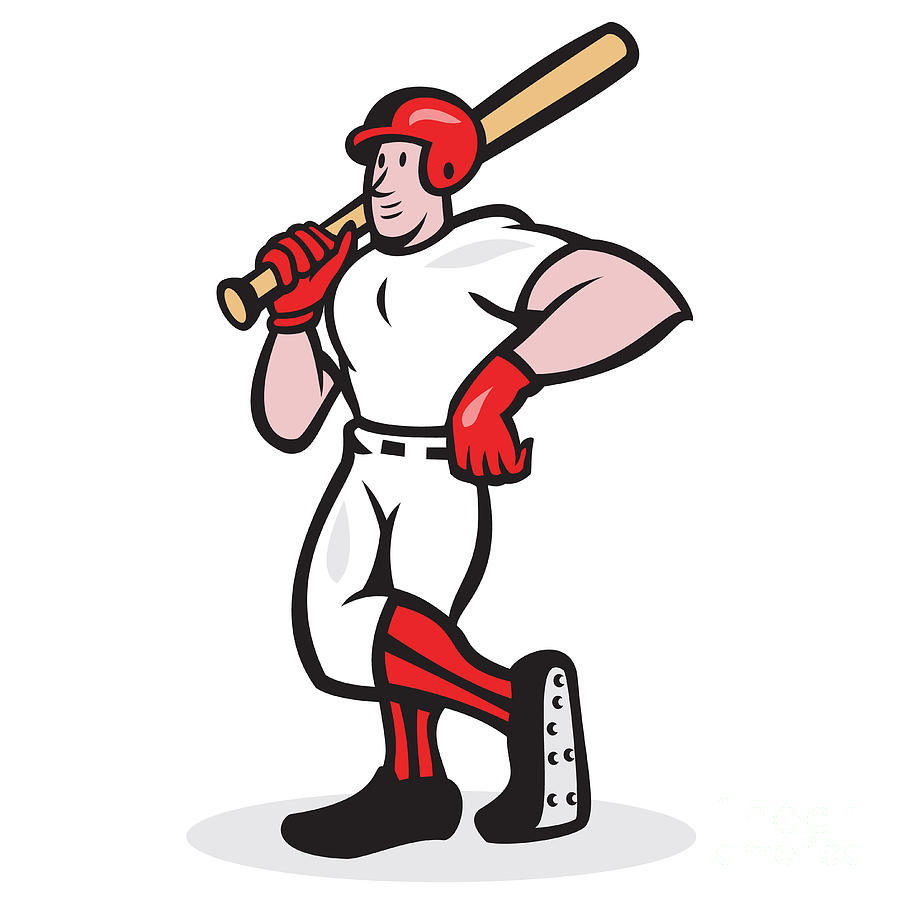 Baseball Hitter Bat Shoulder Cartoon Digital Art by Aloysius Patrimonio ...