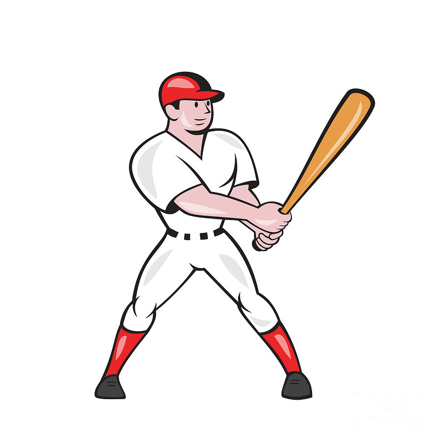 Baseball Hitter Batting Isolated Cartoon Digital Art by Aloysius ...