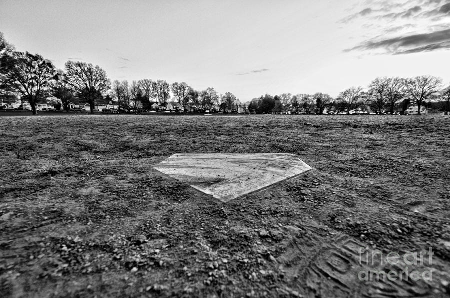 Baseball - Home Plate - Black and White Photograph by Paul Ward