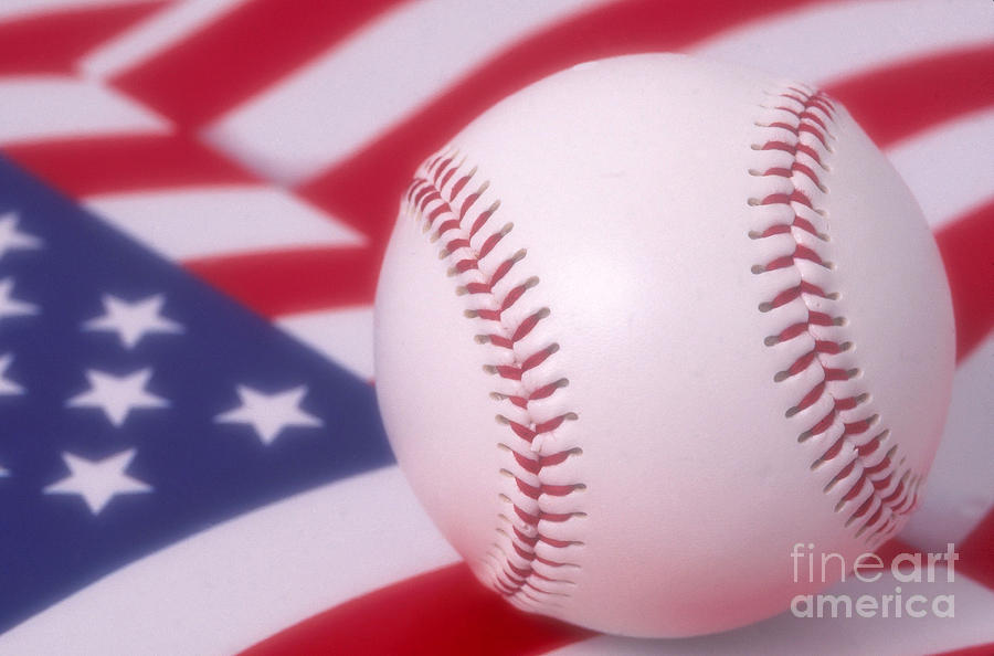 Baseball On American Flag Photograph by Jim Corwin