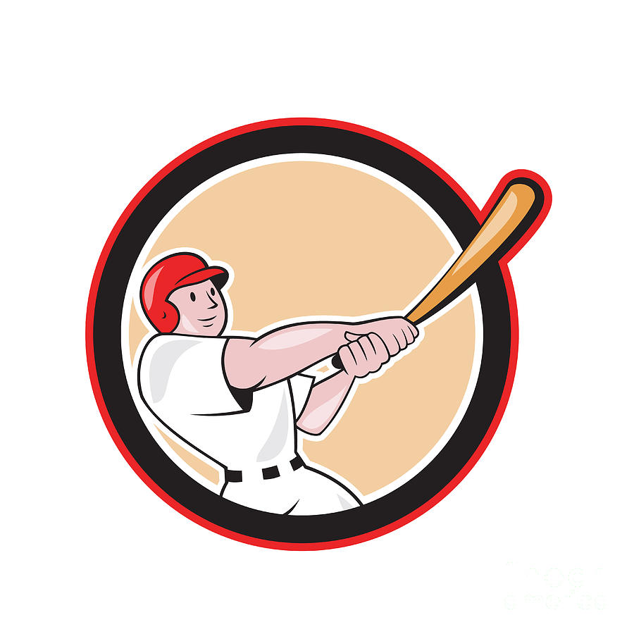 Baseball Player Batting Circle Cartoon Digital Art by Aloysius ...