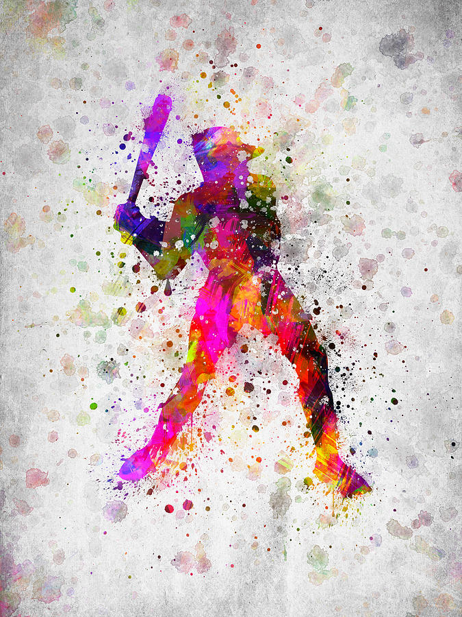 Baseball Digital Art - Baseball Player - Holding Baseball Bat by Aged Pixel