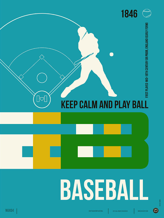 Typography Digital Art - Baseball Poster by Naxart Studio