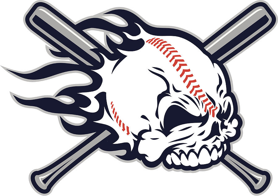 Baseball Skull design Drawing by Inktycoon
