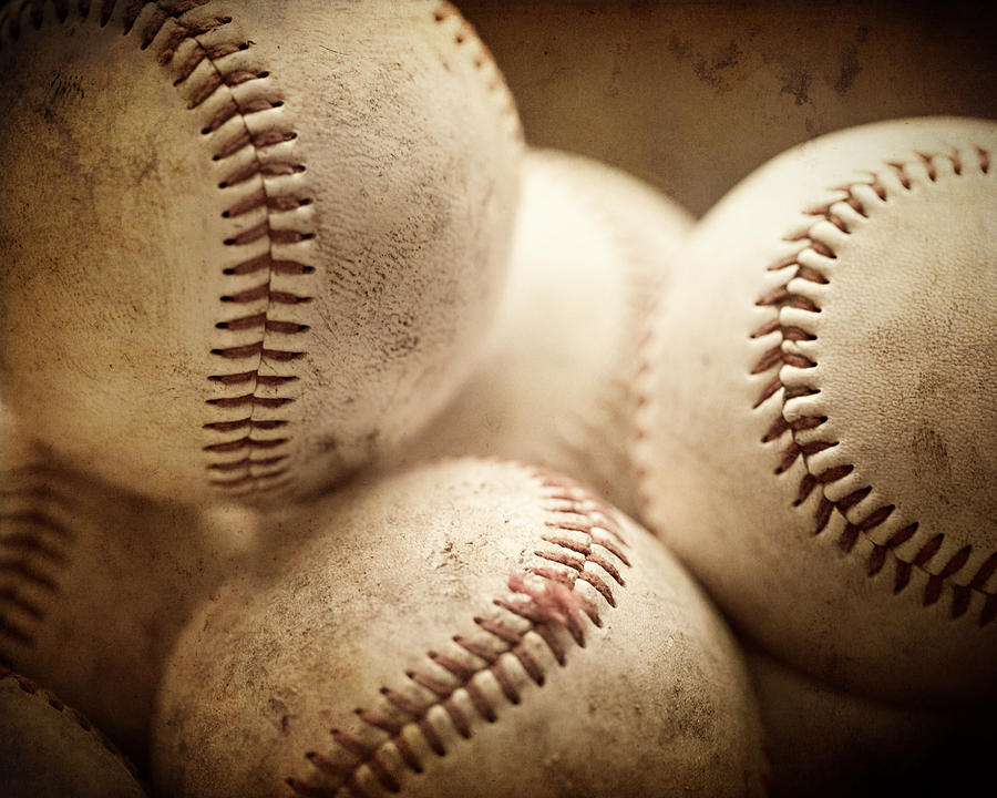 Baseball Photograph - Baseball Sports Art Pile of Well Worn Baseballs  by Lisa R