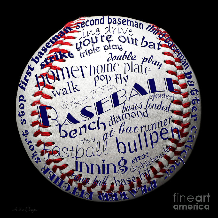 Baseball Terms Typography 1 Digital Art by Andee Design