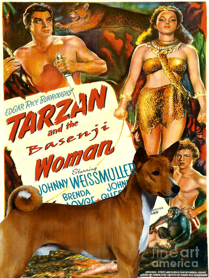 Animal Painting - Basenji Tarzan and Basenji Woman Movie Poster by Sandra Sij
