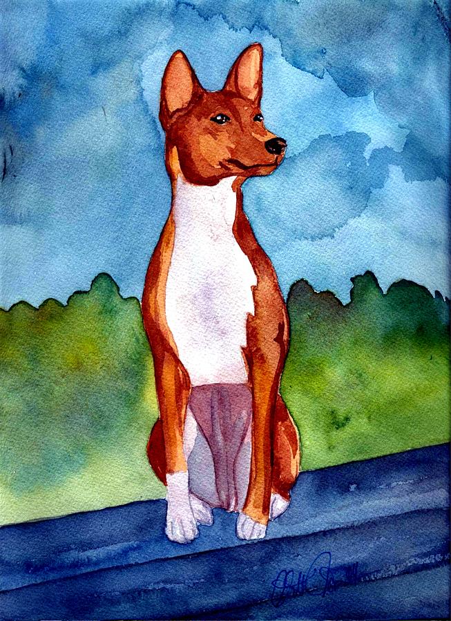 Basenji Dog Portrait Painting by Olde Time  Mercantile