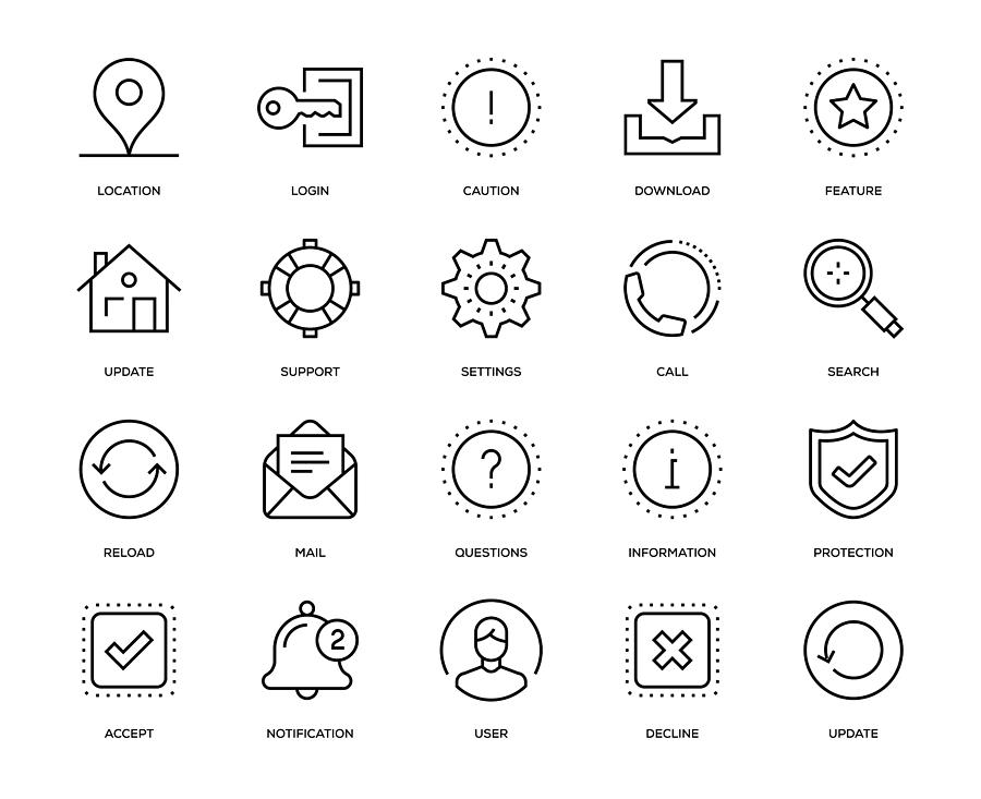 Basic Interface Icon Set Drawing by Enis Aksoy