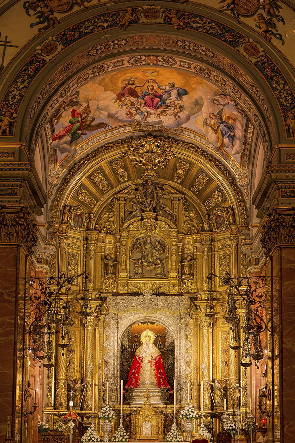 Madonna Photograph - Basilica de la Macarena Interior by Joan Carroll