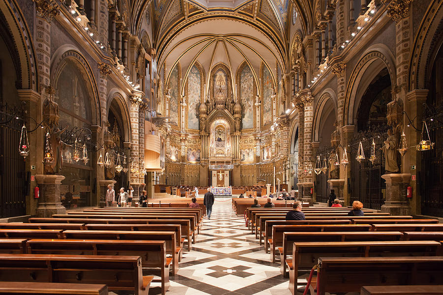 Architecture Photograph - Basilica Interior of the Montserrat Monastery in Catalonia by Artur Bogacki